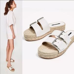 Zara| White buckle espadrille Slide  | Size 6